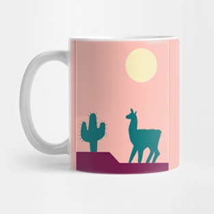 Llama in the cactus desert heat Mug